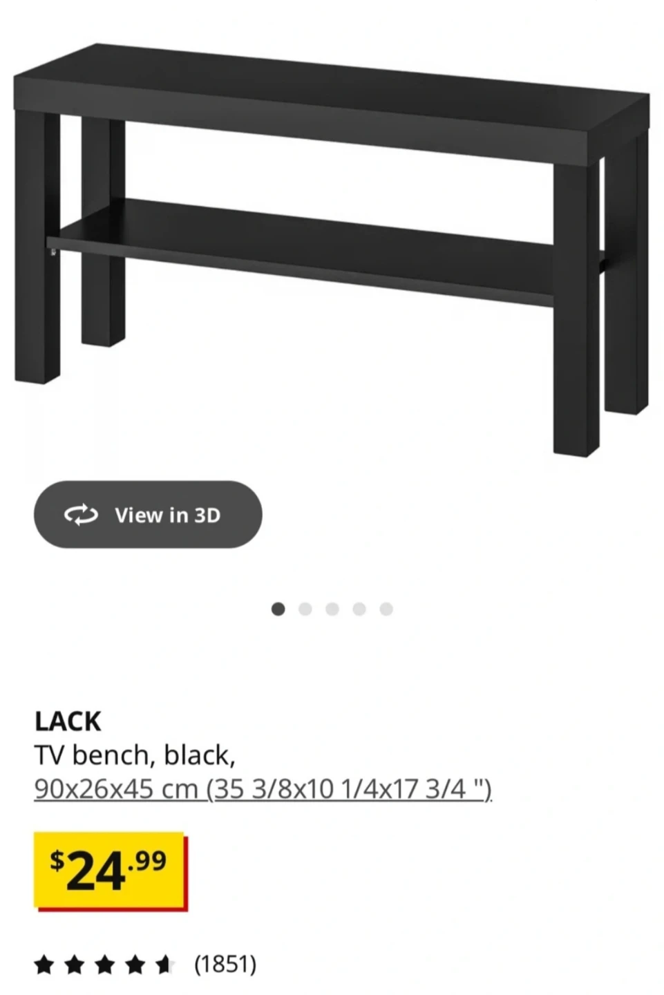 IKEA LACK TV Bench - Black