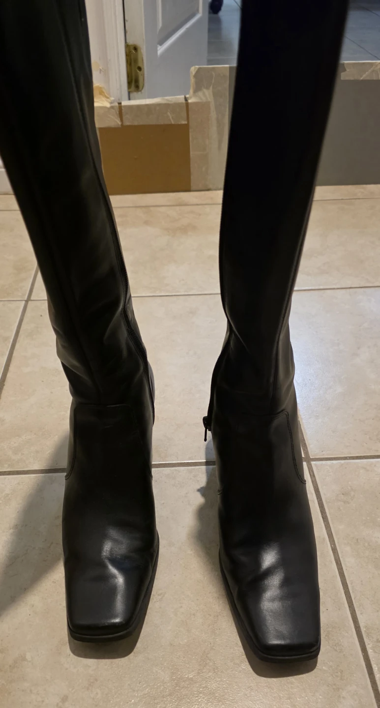 Ann Marino Black Leather Boots Size 7.5