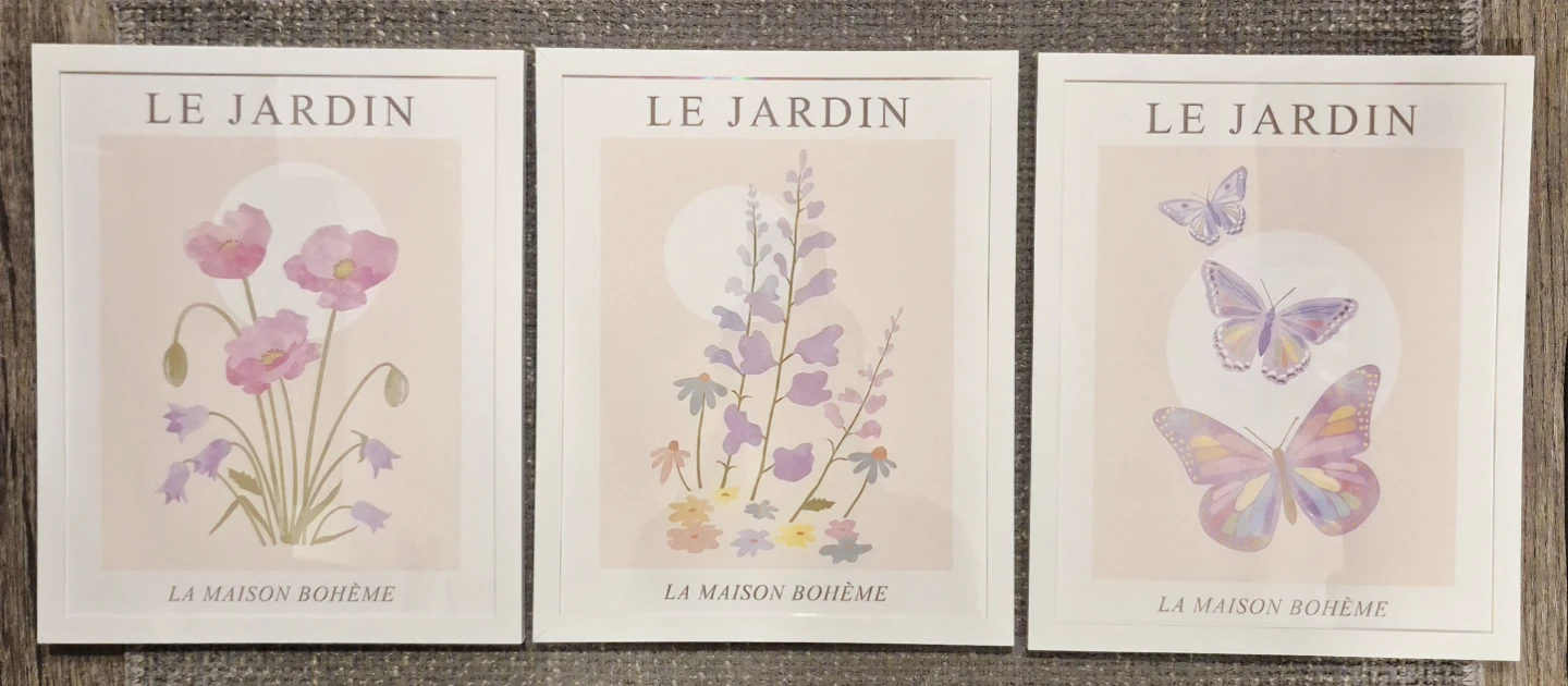 Le Jardin Posters Set of 3 Framed 8"×10"