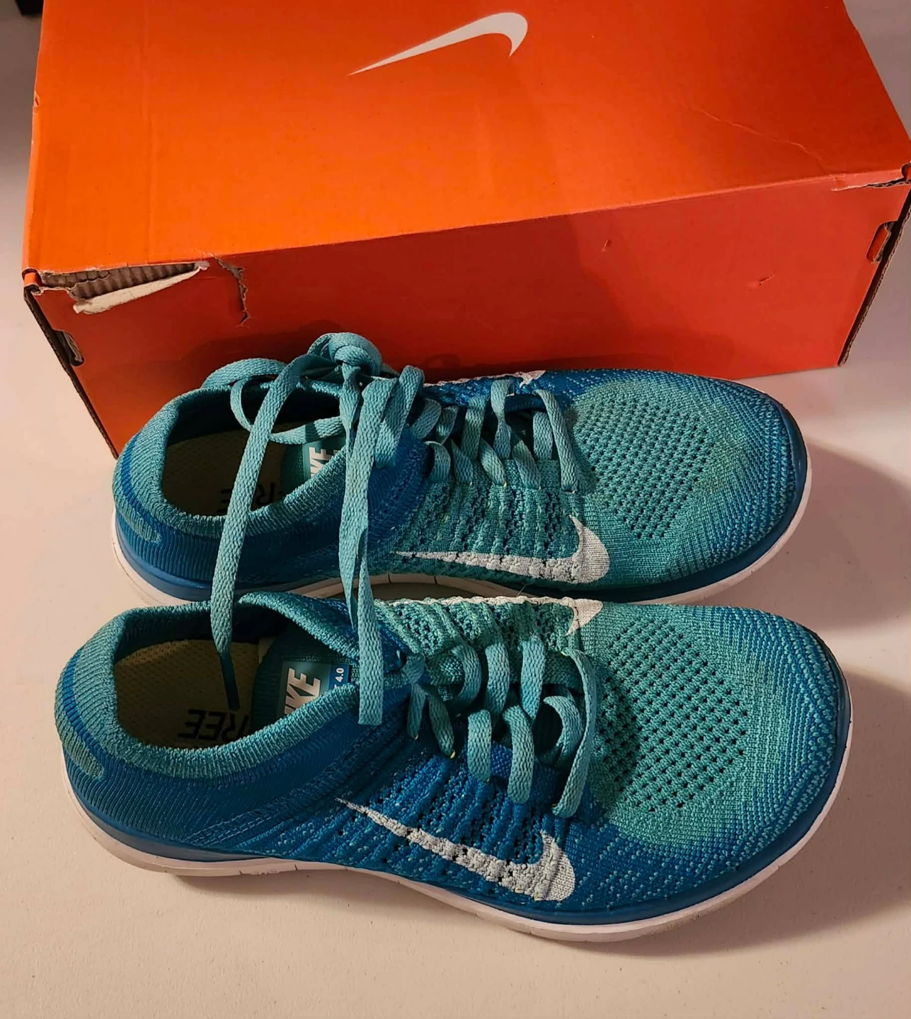 Nike Free RN Flyknit Running Shoes Teal/Blue - photo 2