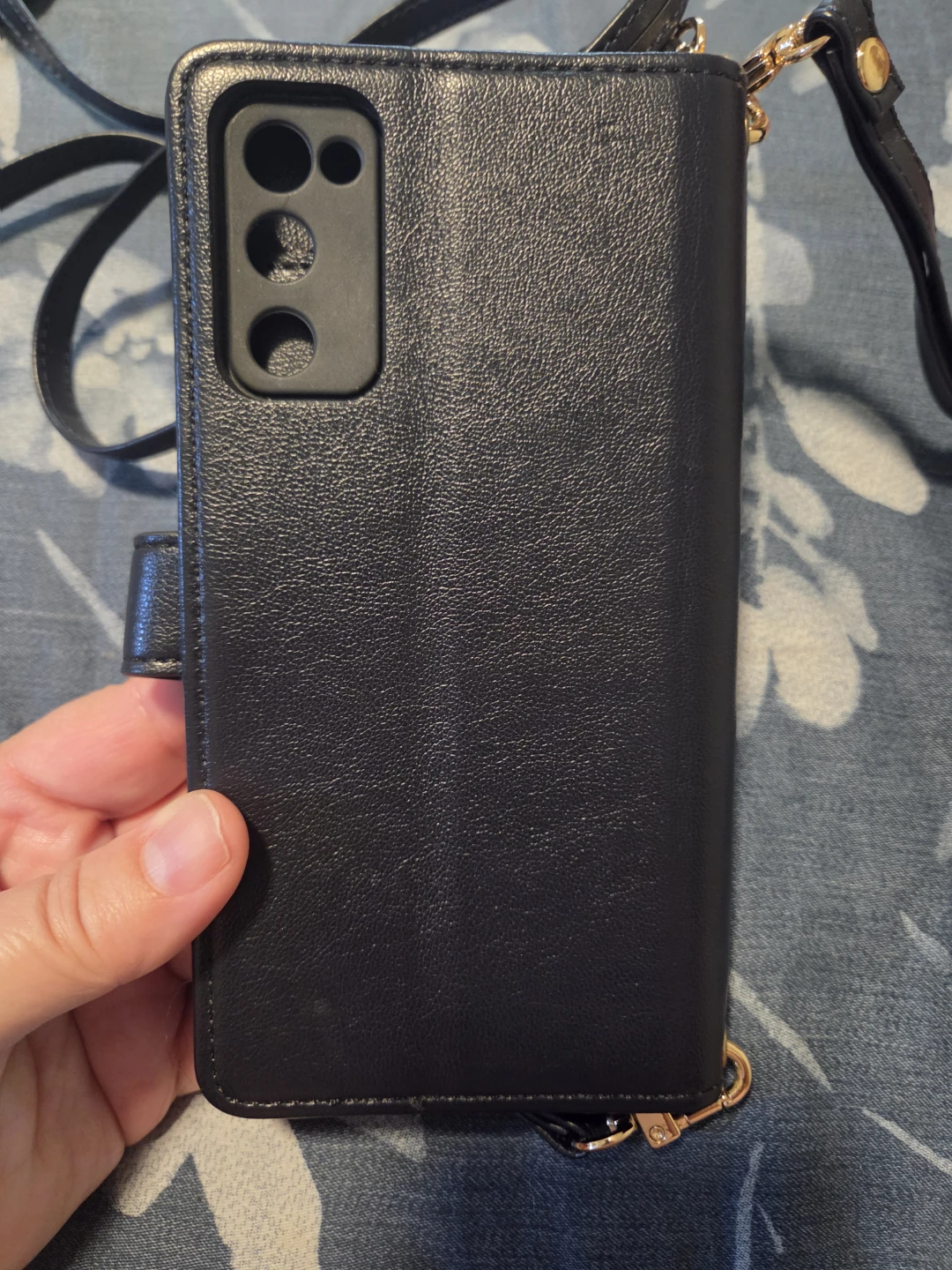 Black Leather Wallet Phone Case with Strap - photo 2