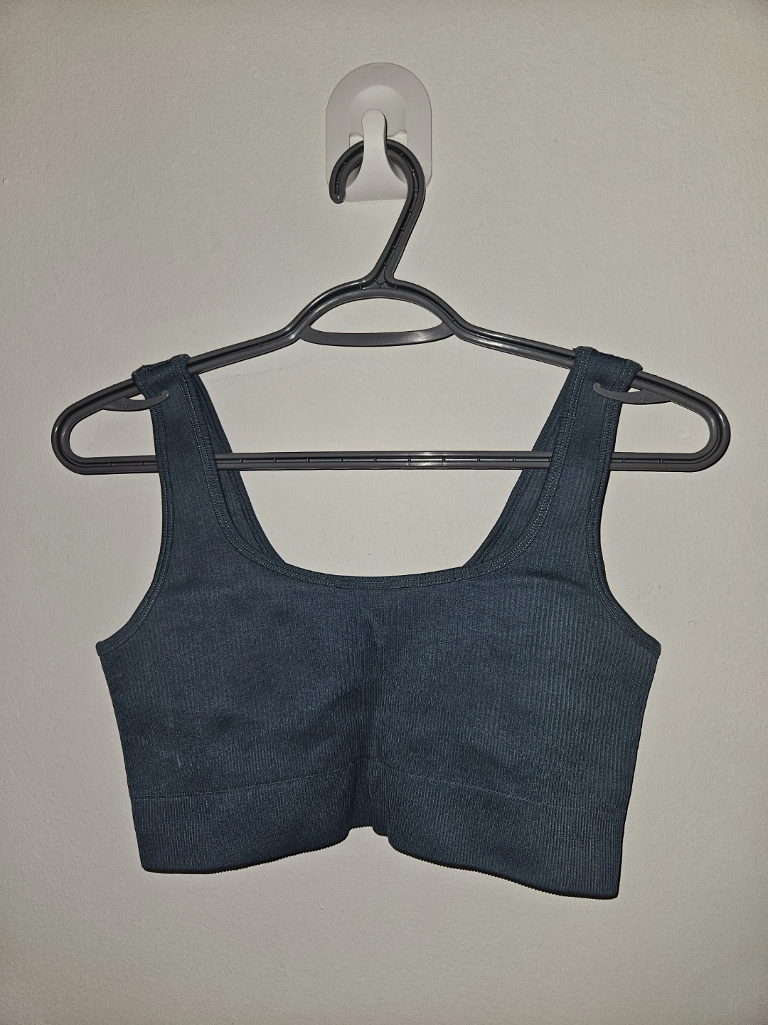 Seamless Ribbed Sports Bra & Shorts Set - Teal Large