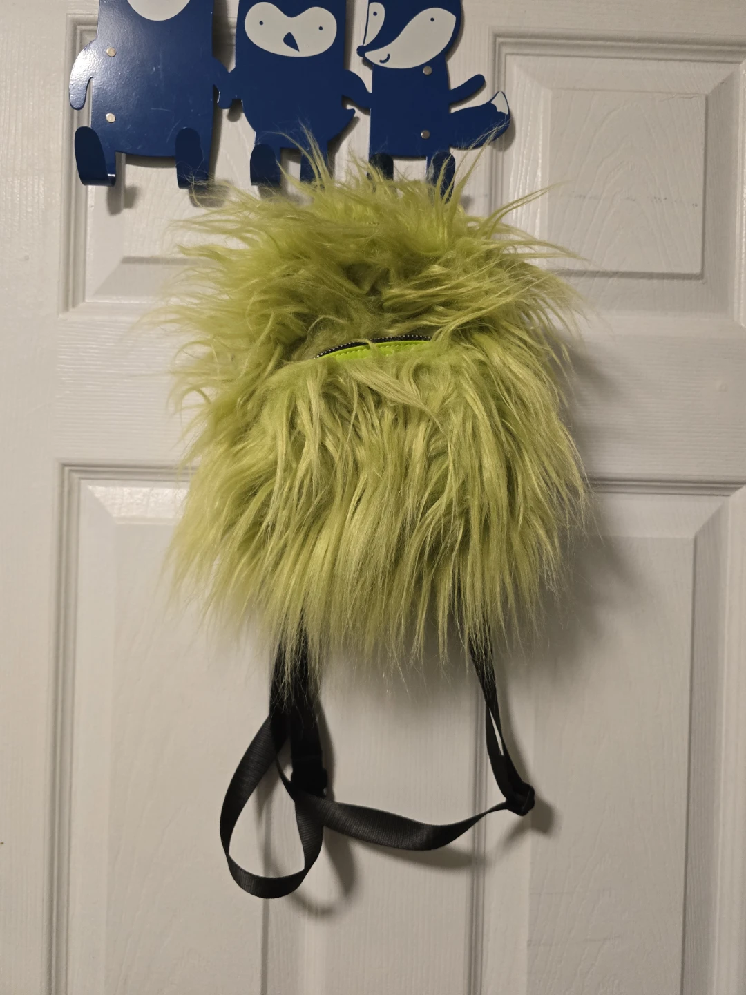 Lime Green Faux Fur Mini Backpack