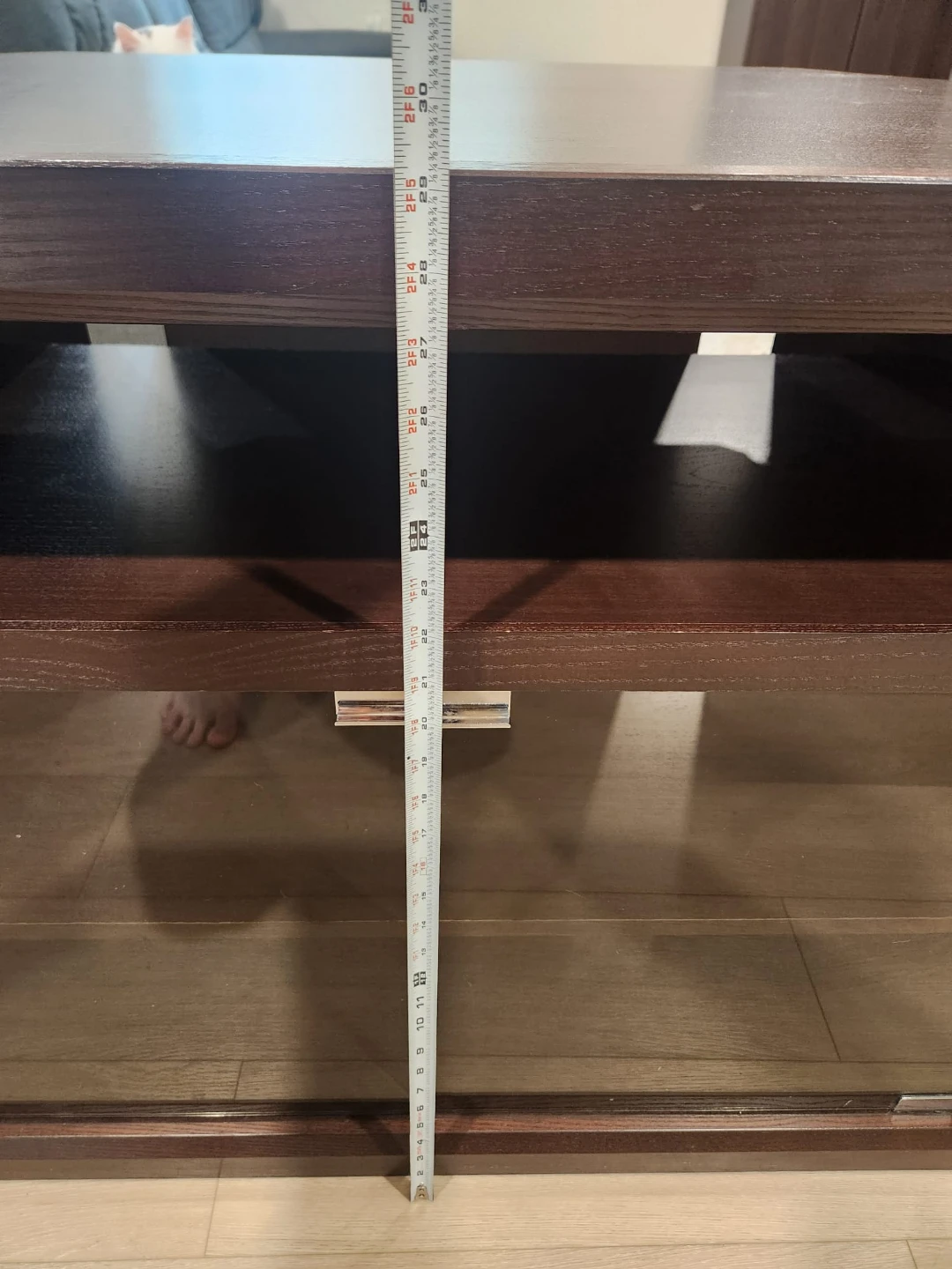 Dark Wood Media Console with Glass Doors - photo 3