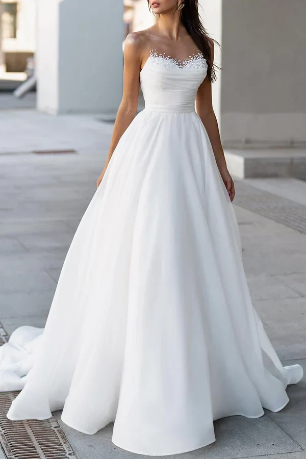 Beaded Ivory A-Line Wedding Dress