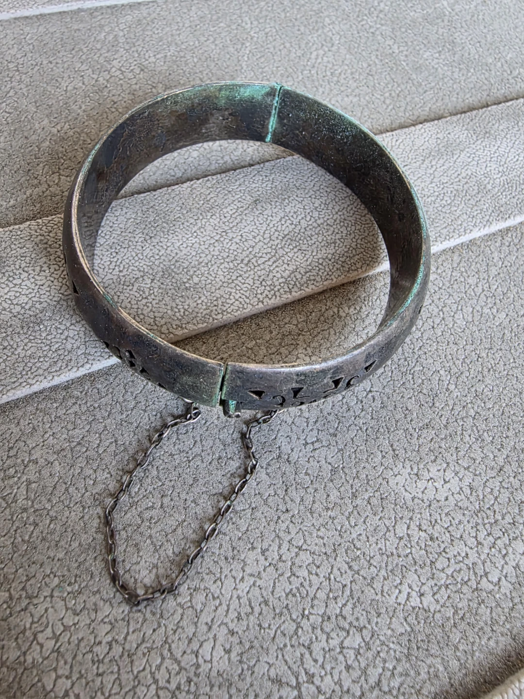 Vintage Bangle Bracelet with Safety Chain - photo 2