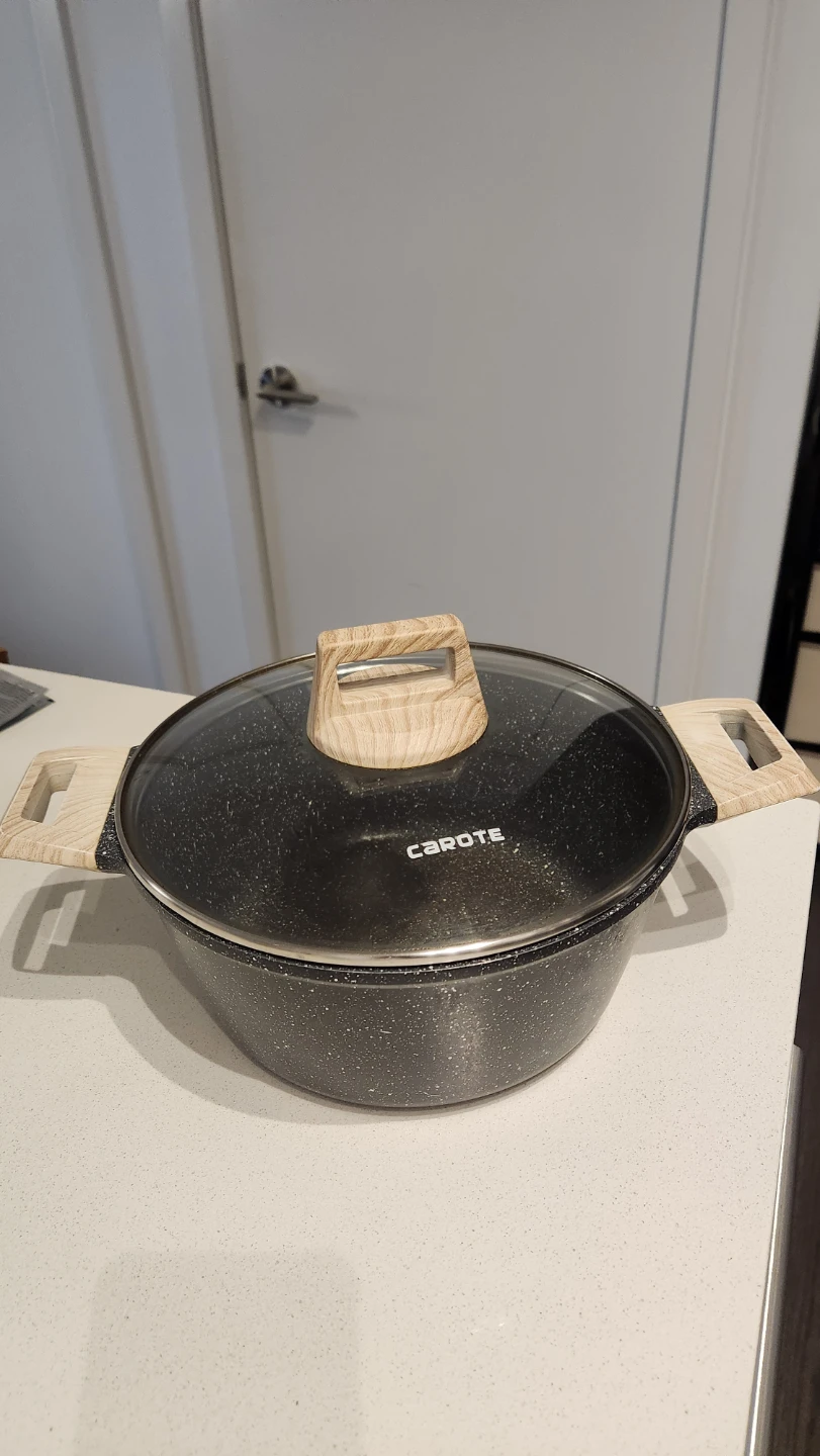 4.3quart CAROTE granite coating non-stick stock pot with Lid
