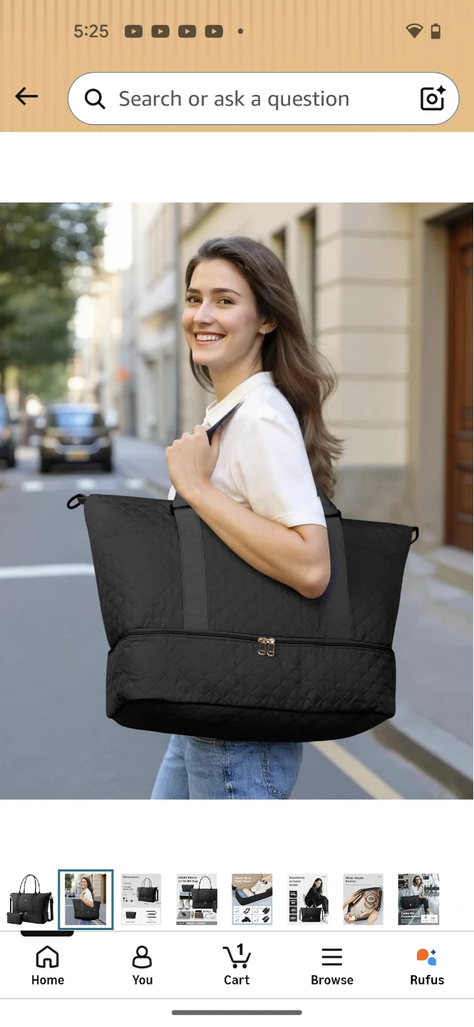 HOTOR Black Quilted Duffel Bag - photo 2