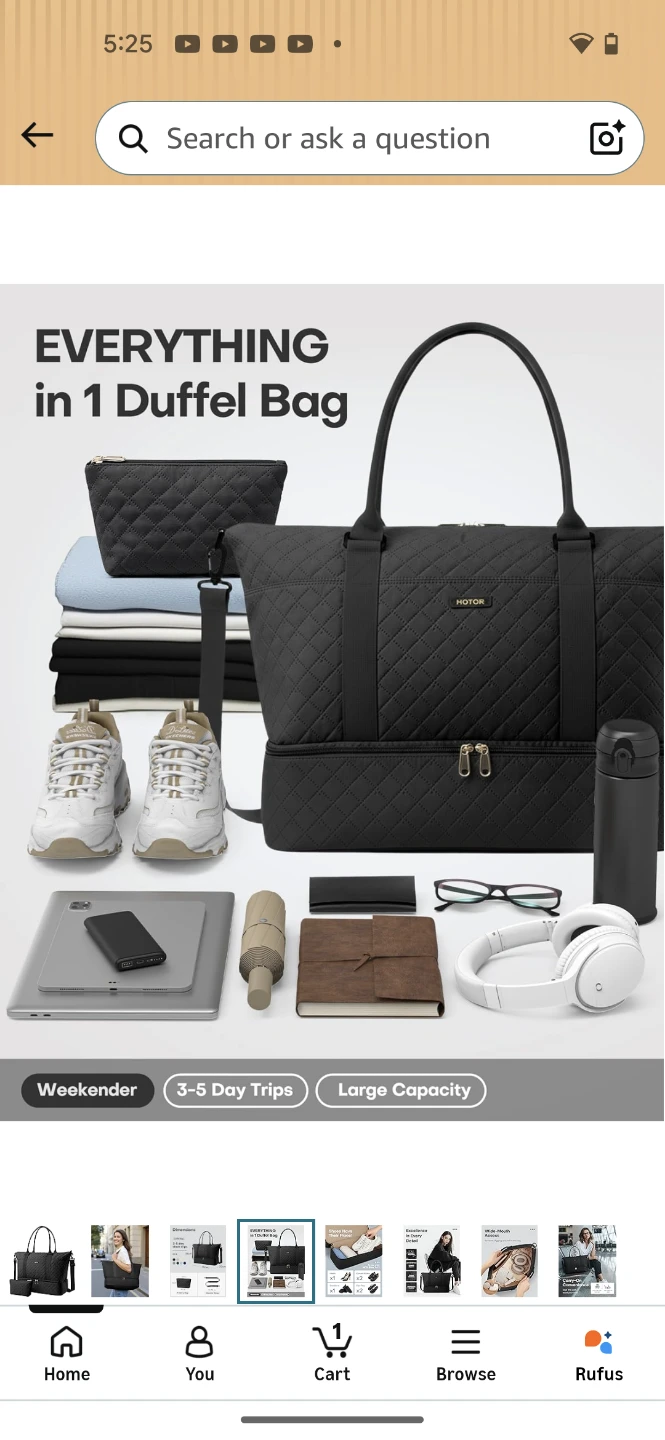 HOTOR Black Quilted Duffel Bag - photo 4