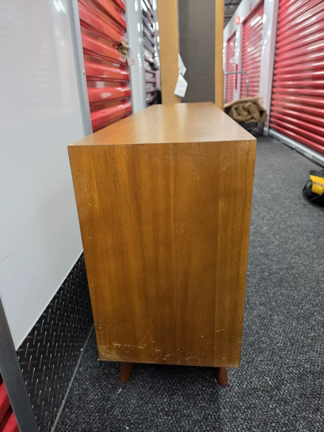 Mid-Century Modern Wood TV Stand with Sliding Door - photo 5