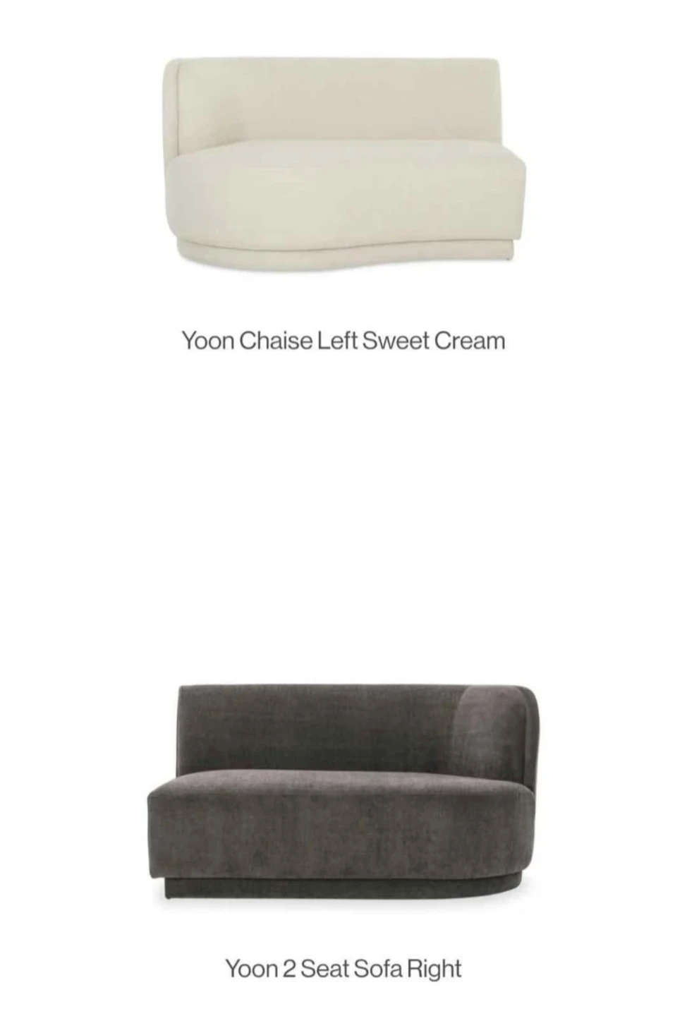 Yoon Chaise Left Sweet Cream & Yoon 2 Seat Sofa Right - photo 2