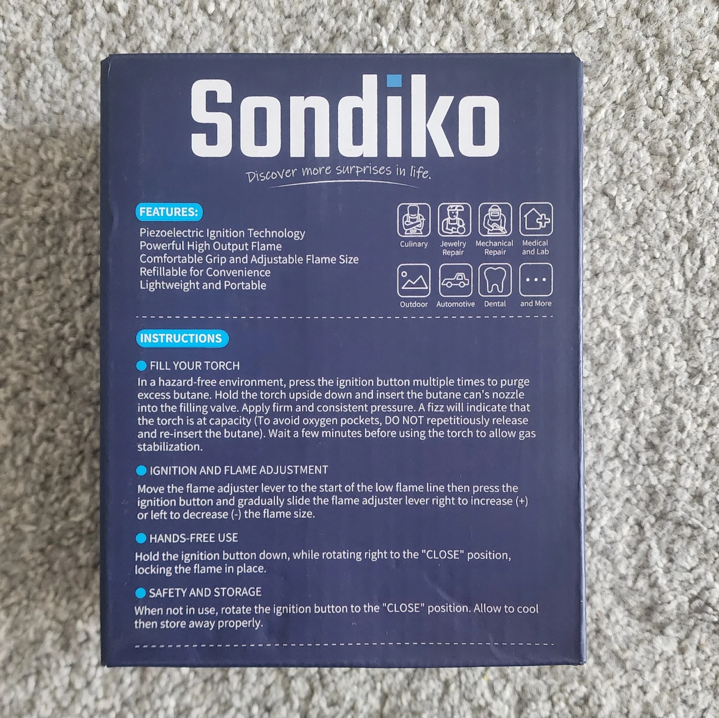 Sondiko Butane Torch Lighter - NEW SEALED - photo 3