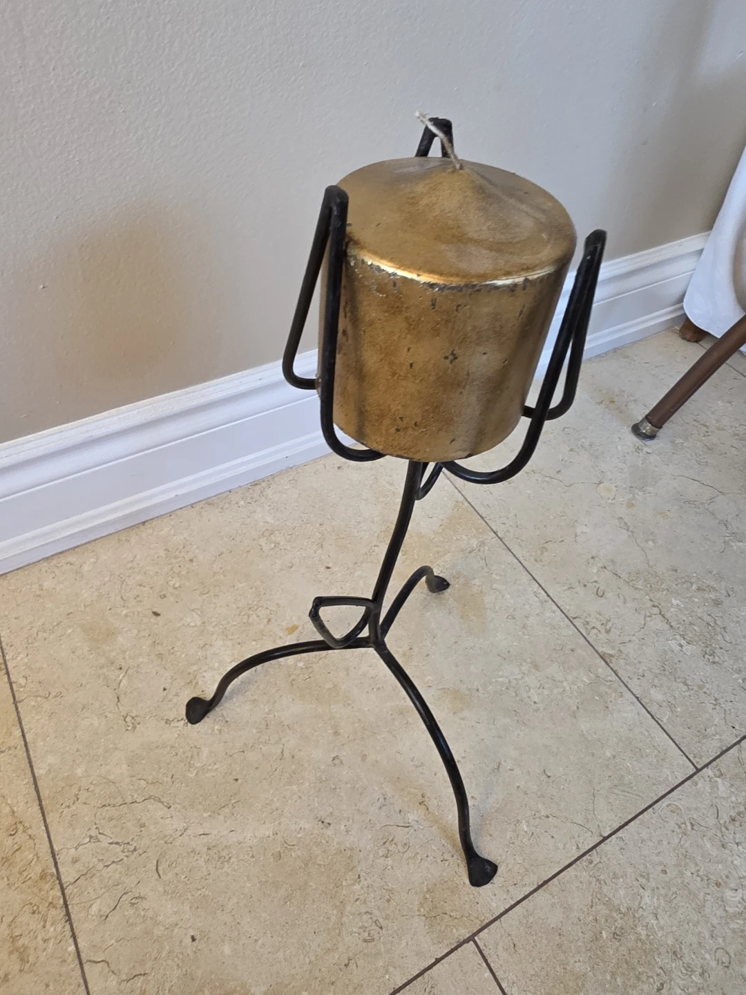 Large Decorative Candle on Metal Stand