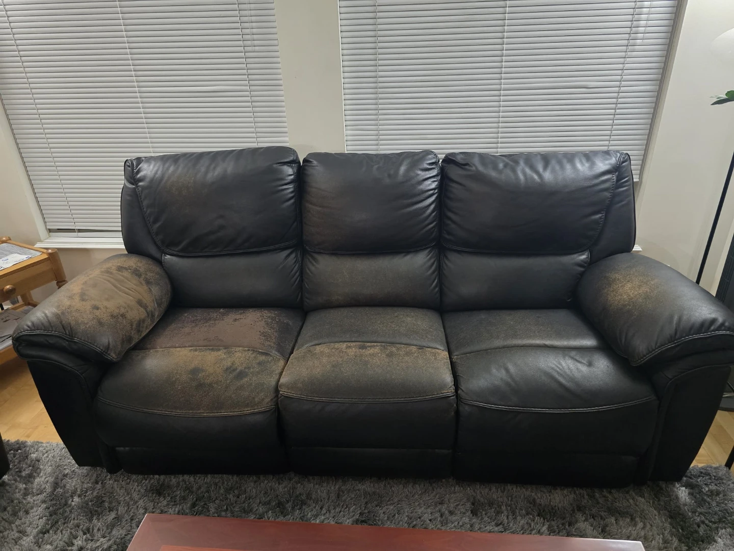 Free Black Leather Recliner Sofa with Cup Holders - photo 3