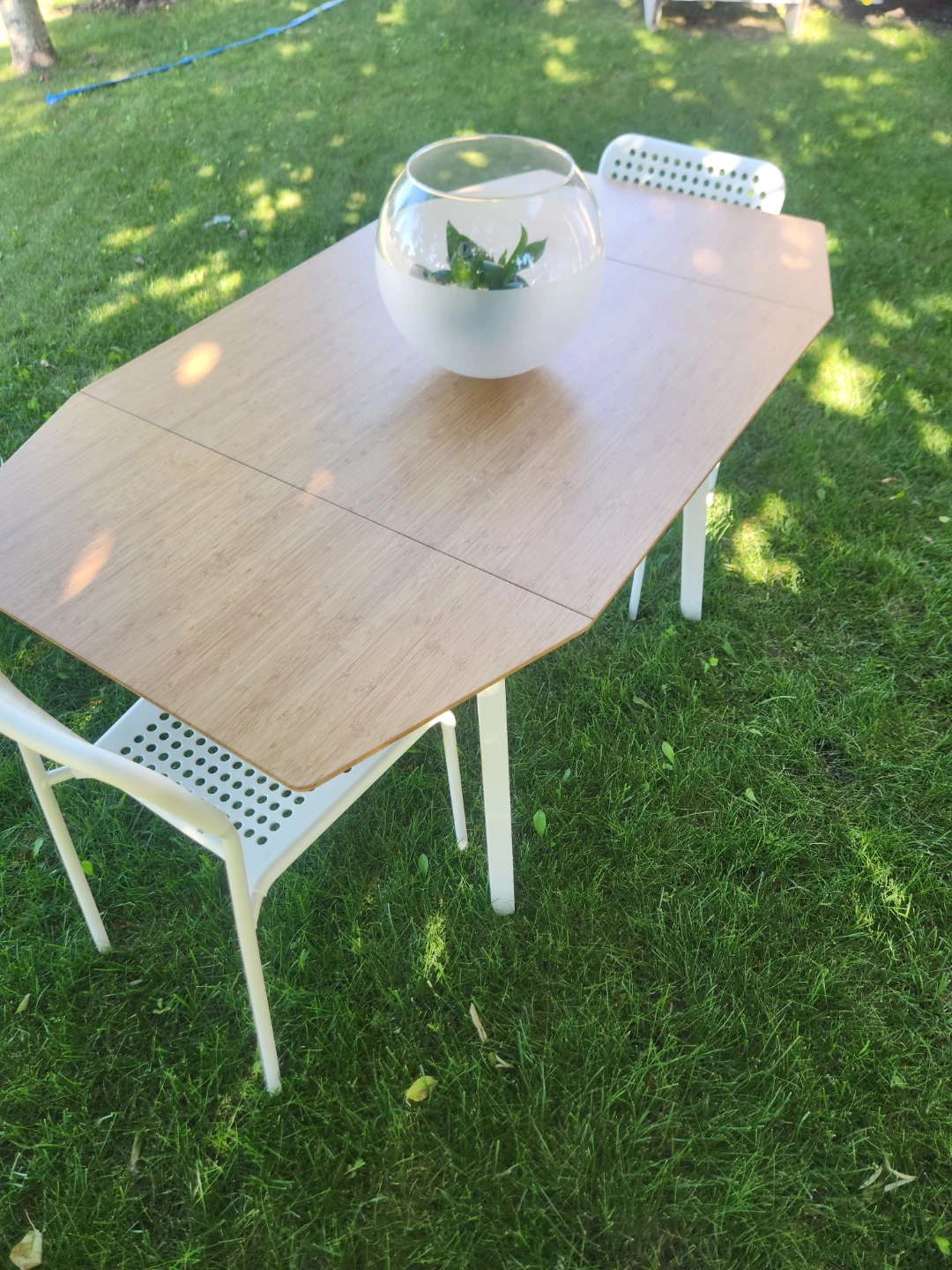 2 drop leaf wood top Dining Table with 2 Chairs - photo 2