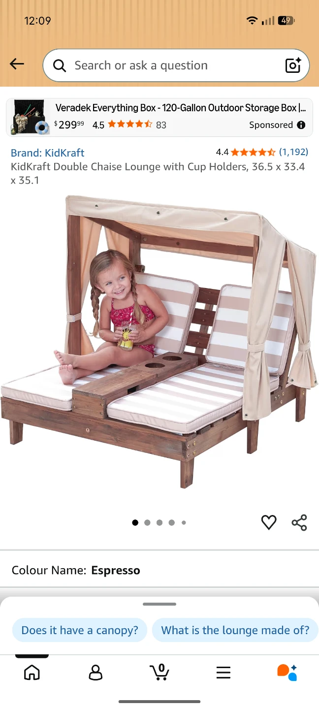Kiddikraft Double Lounge Chair with Canopy - photo 4