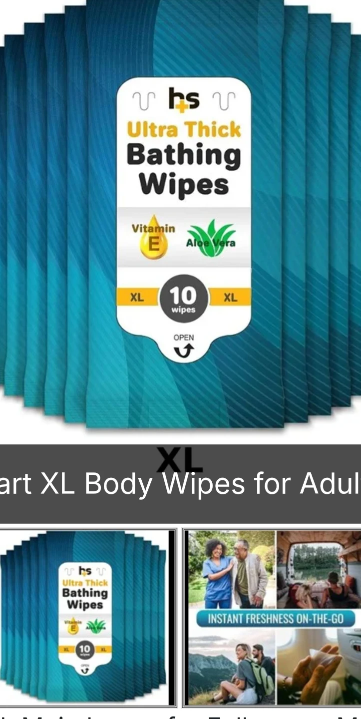 HS Ultra Thick Bathing Wipes XL - 10 Count