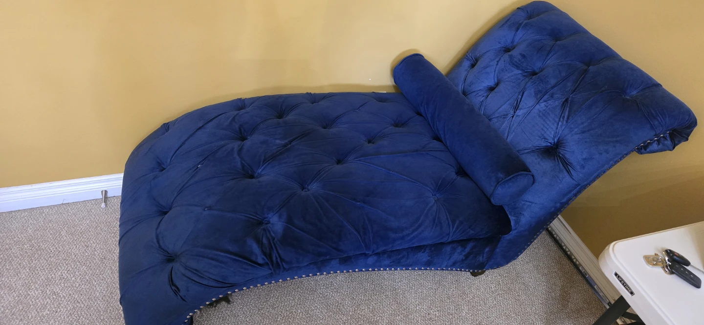 Royal Blue Velvet Chaise Lounge