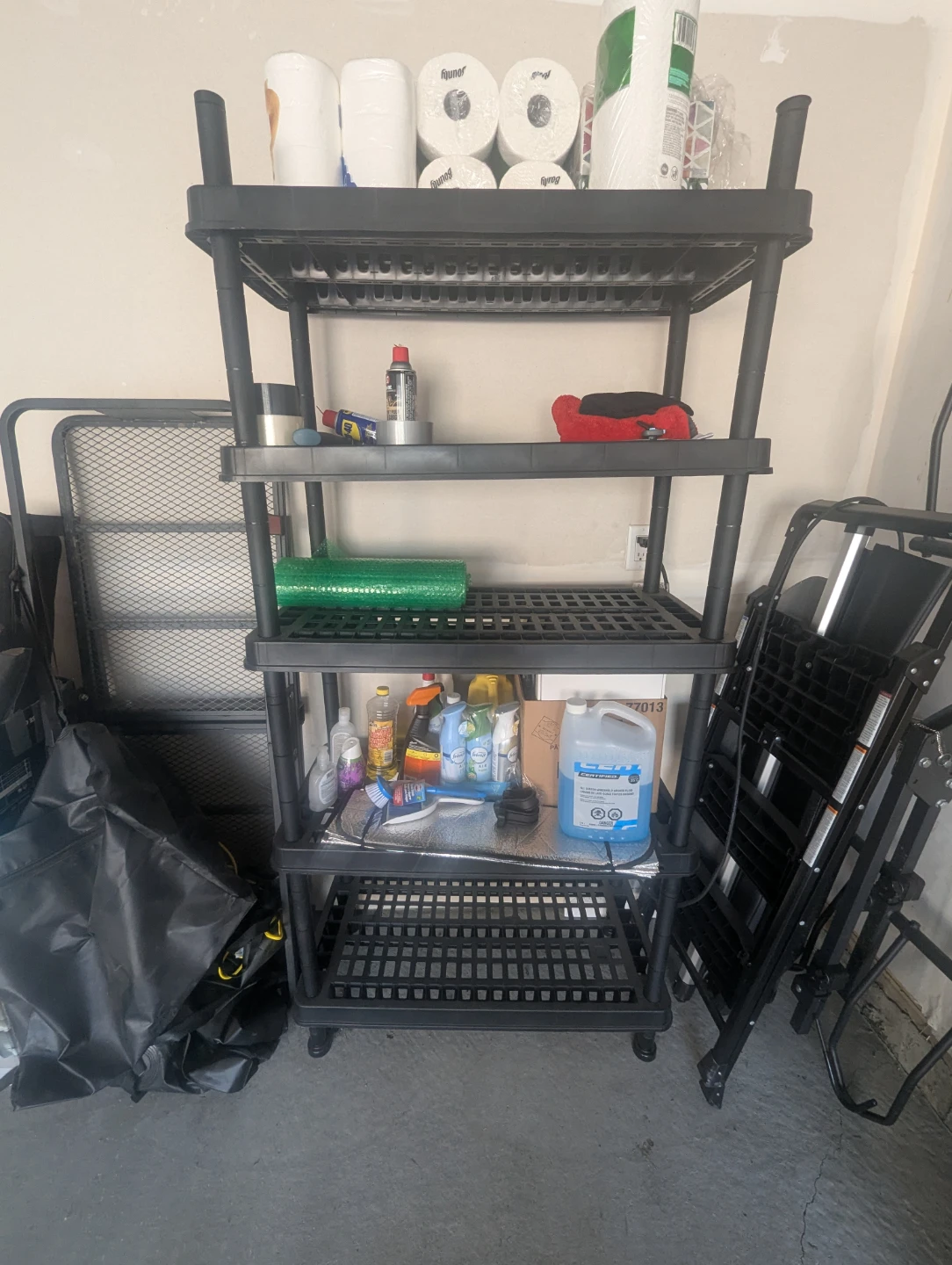 5-tier black resin utility shelf