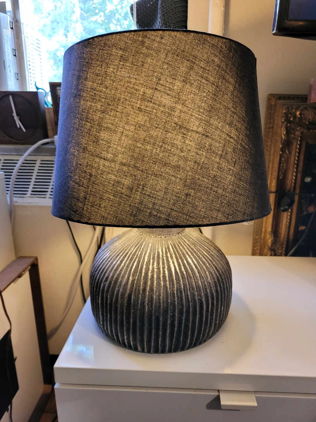 CB2 Textured Table Lamp with Black Shade - photo 2