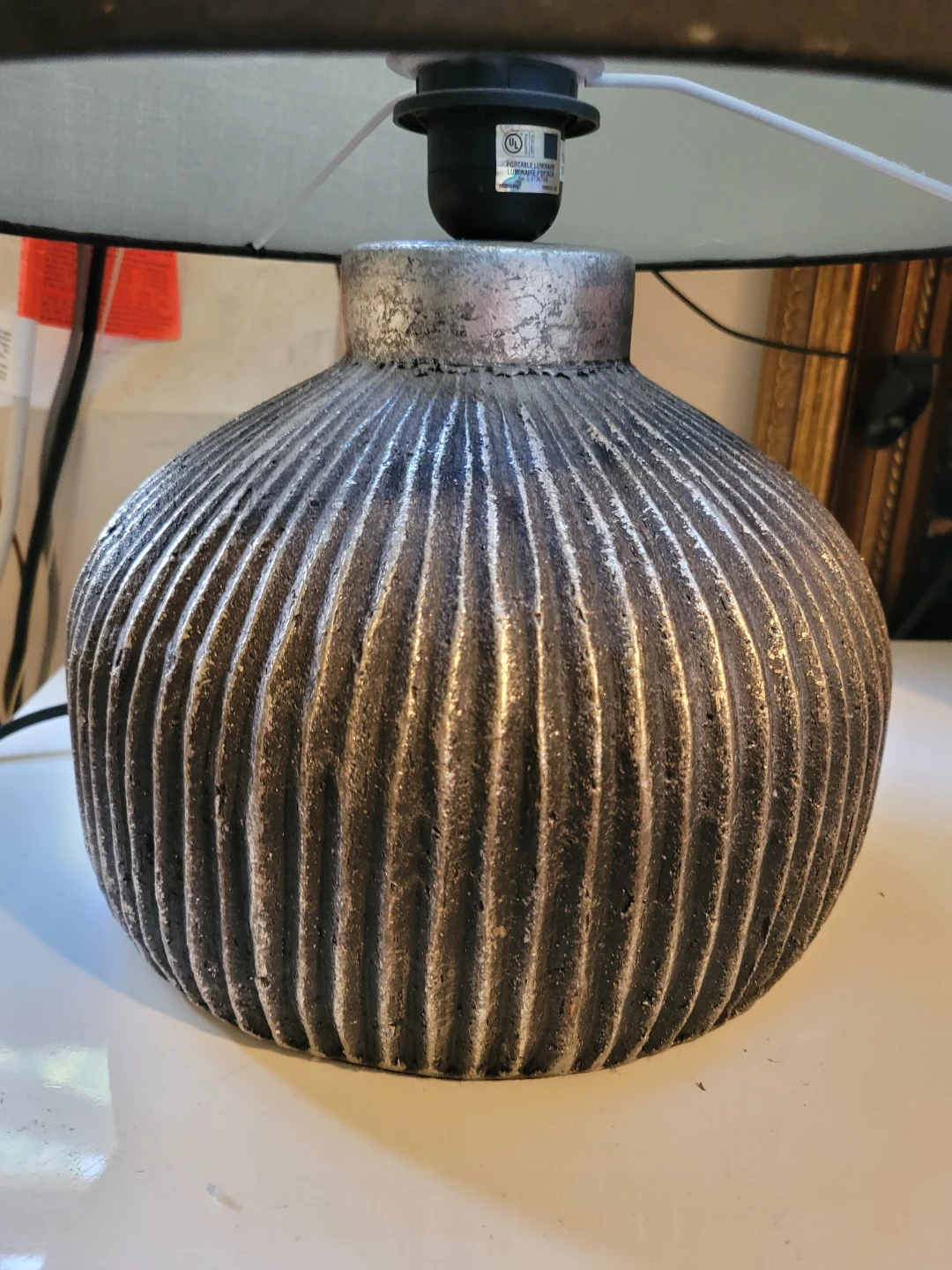 CB2 Textured Table Lamp with Black Shade - photo 3