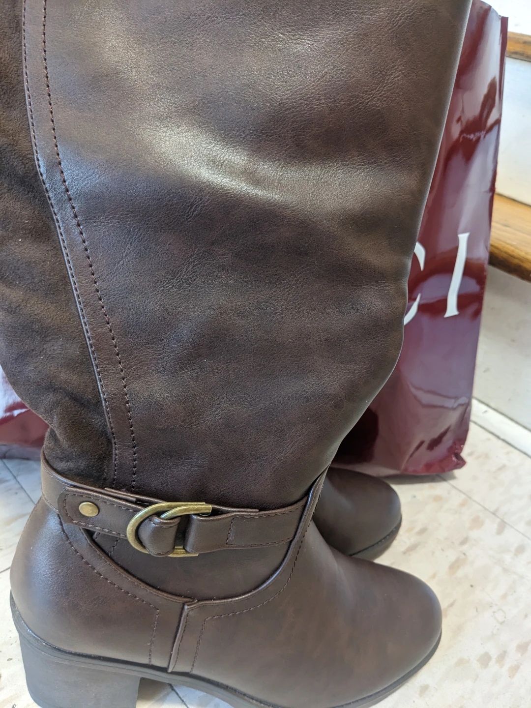 Brown Leather and Suede Tall Boots