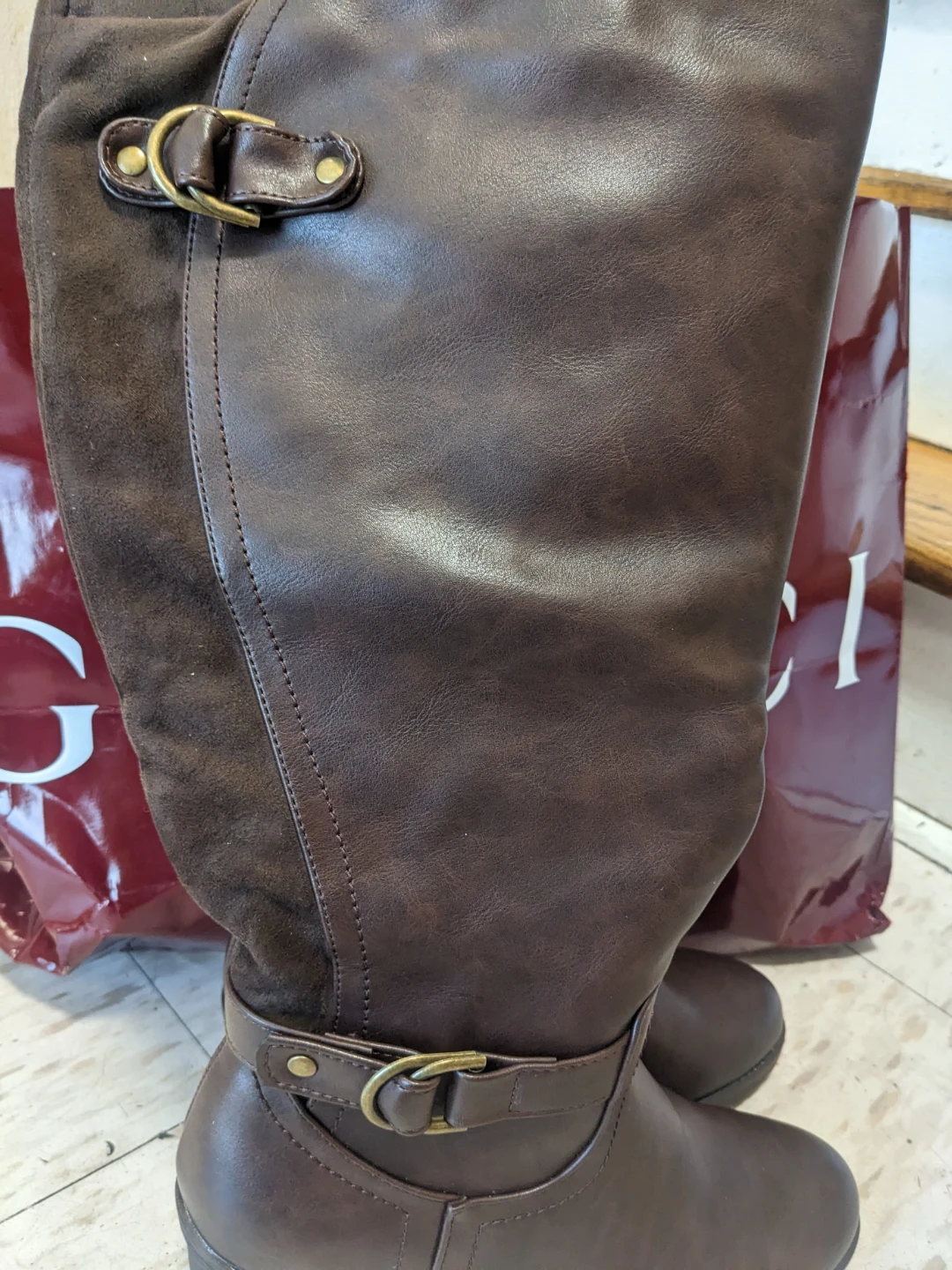 Brown Leather and Suede Tall Boots - photo 2