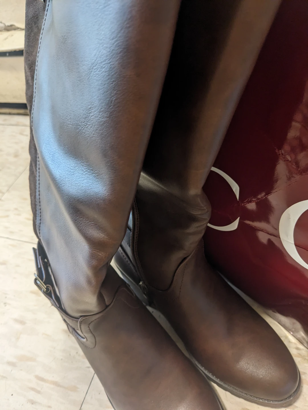 Brown Leather and Suede Tall Boots - photo 3