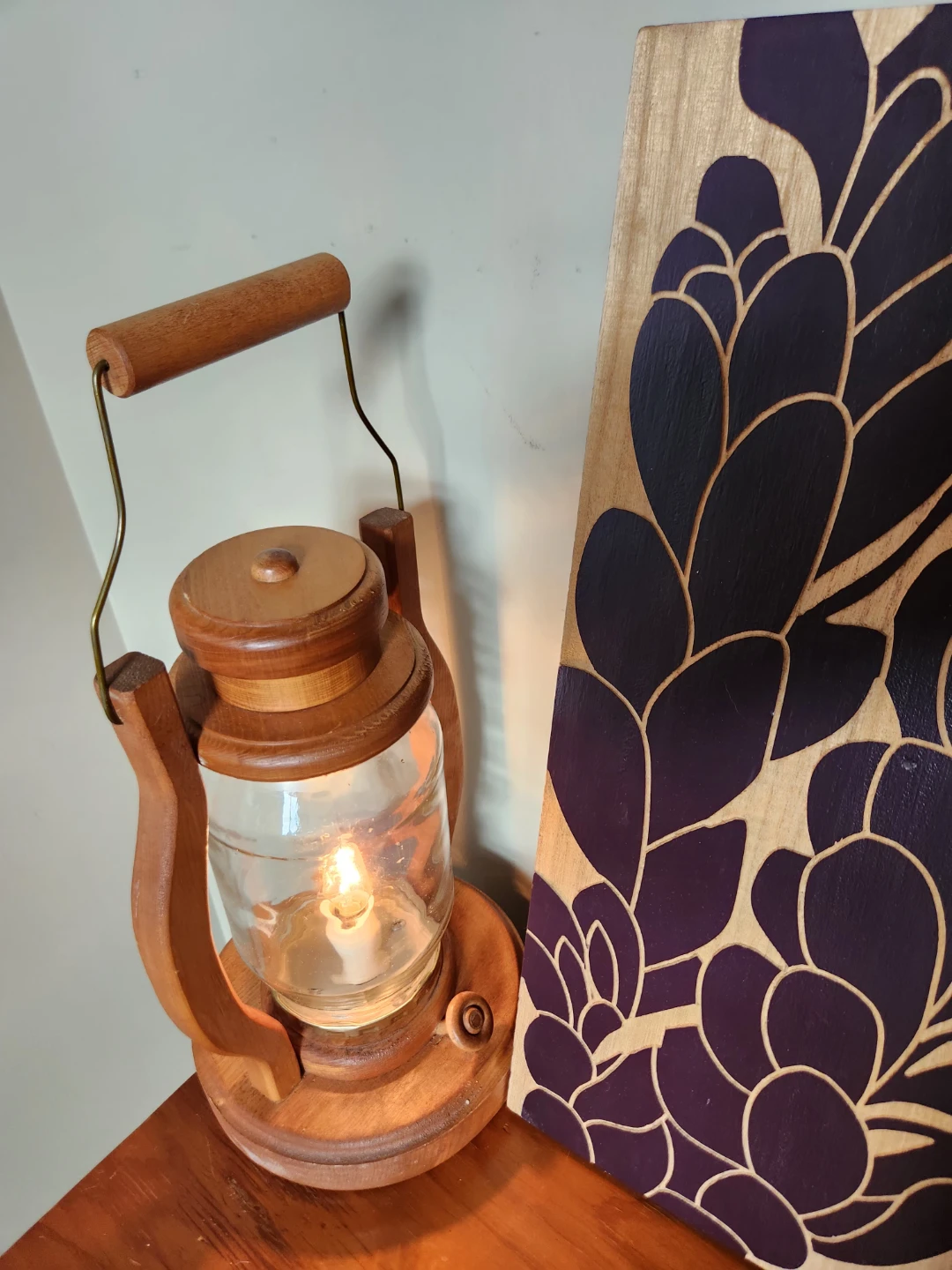 Vintage ARTS & CRAFTS Wood Lantern plug in Lamp - photo 5