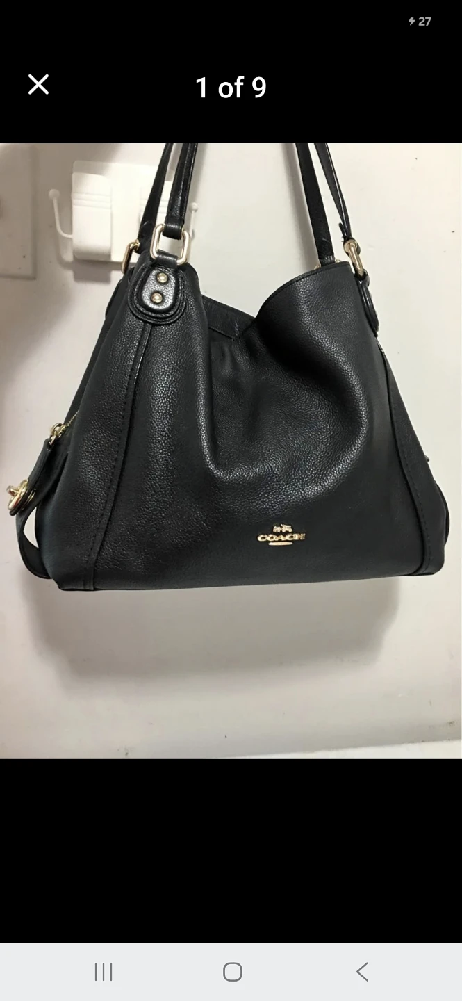 Coach Black Pebble Leather Hobo Handbag