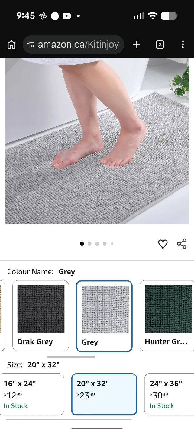 Chenille Bath Mat Grey 20" x 32"