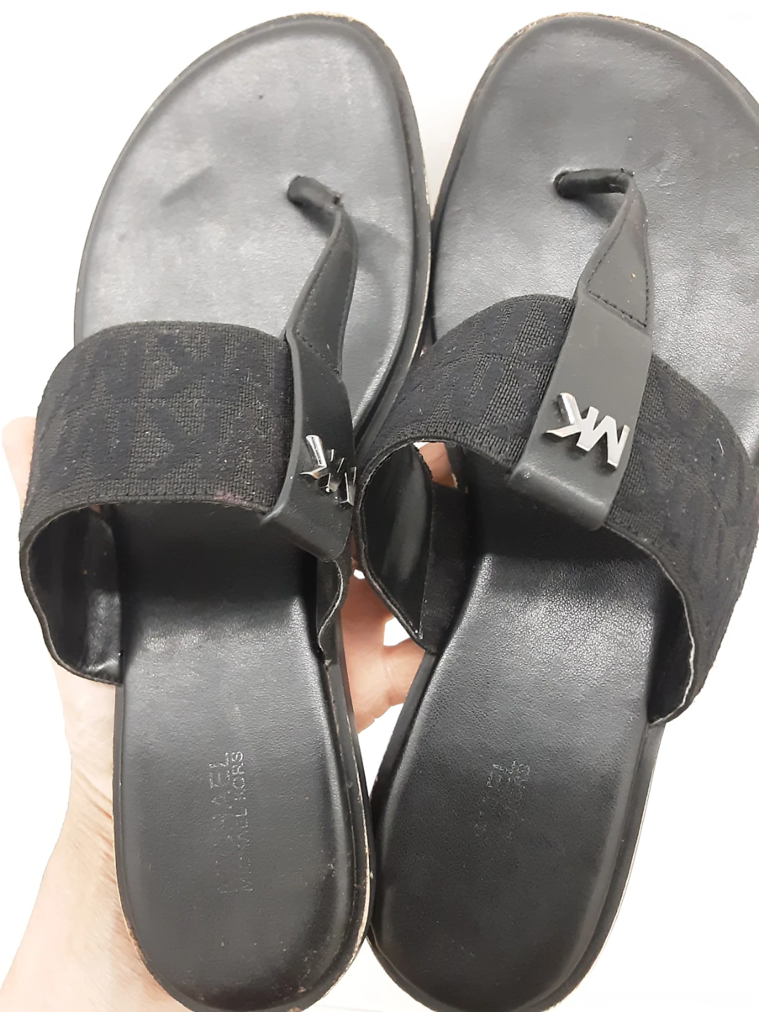 Michael Kors Black MK Logo Thong Sandals - photo 3