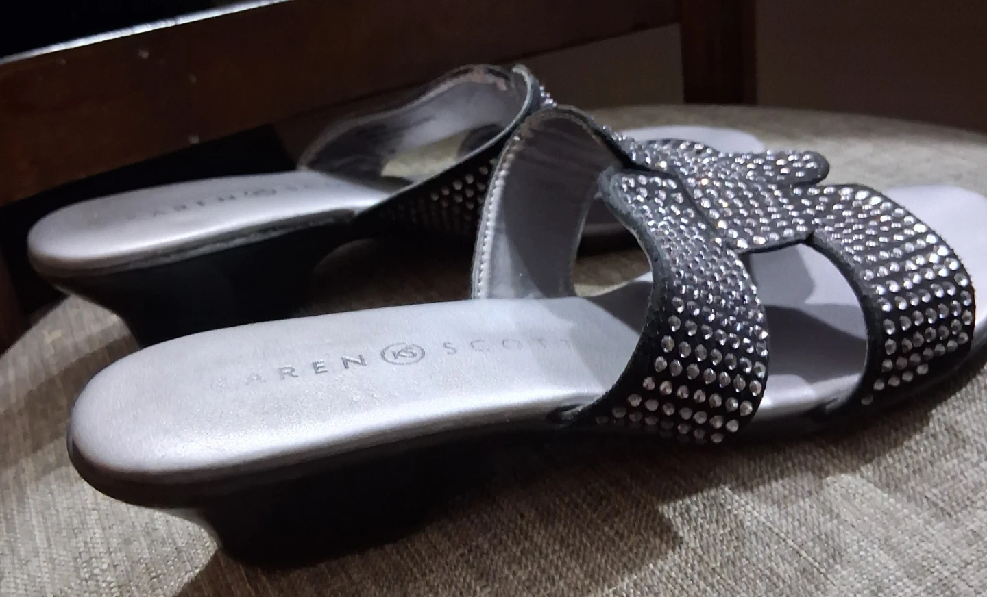 Karen Scott Silver Embellished Slide Sandals - photo 2