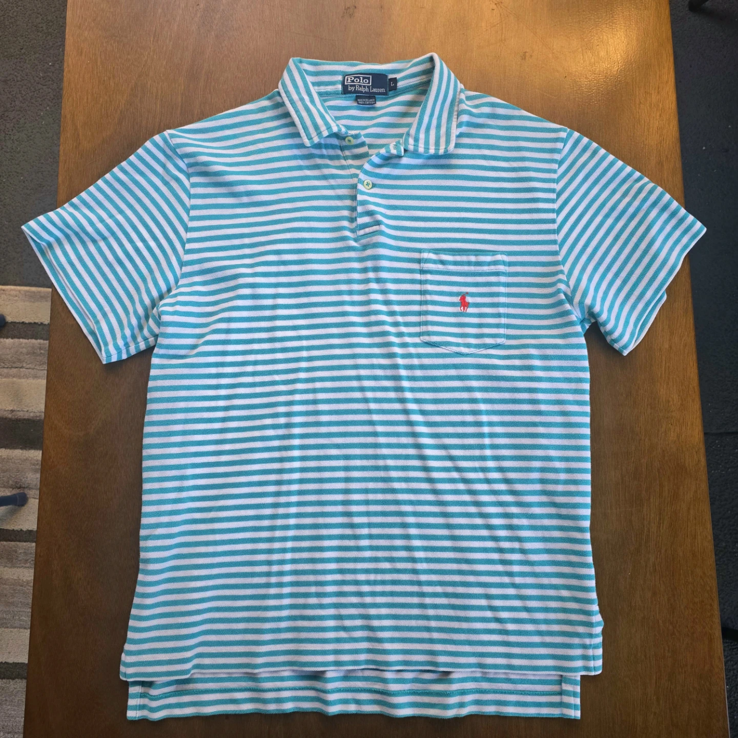 Polo Ralph Lauren Blue & White Striped Short Sleeve Shirt