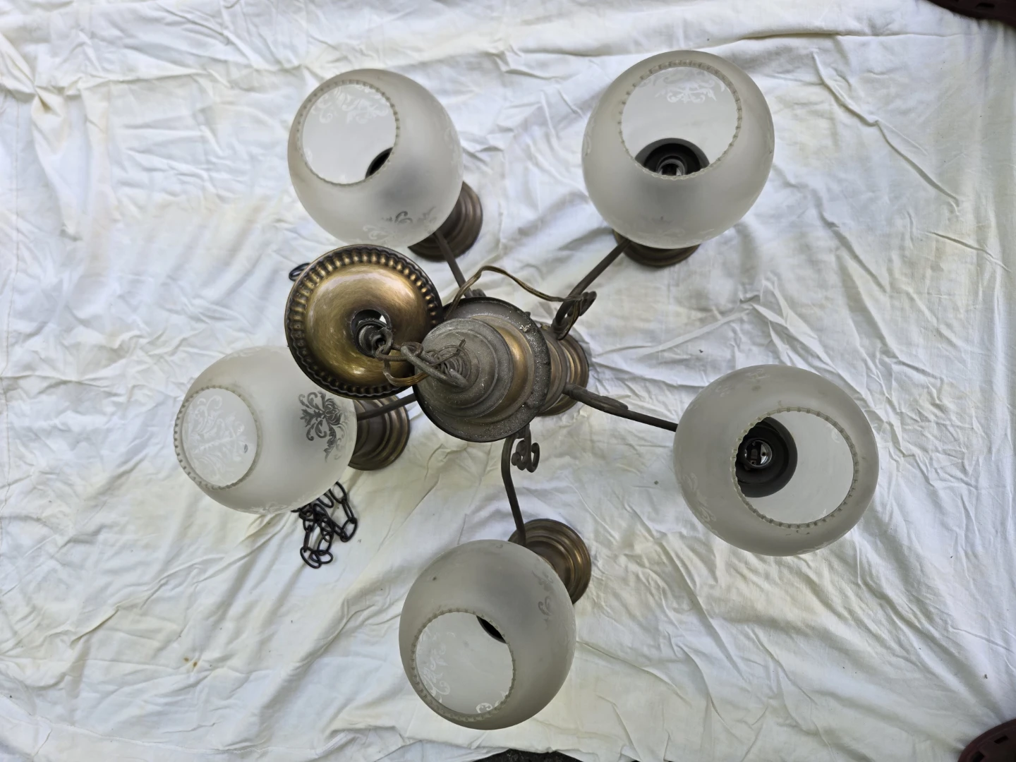Vintage 6-Light Chandelier with Frosted Glass Globes - photo 2