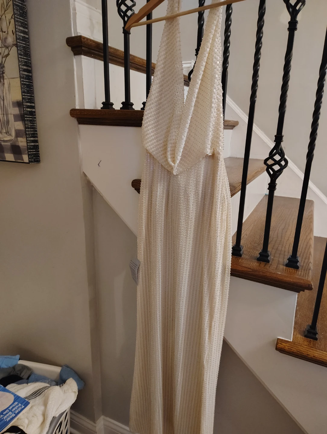 Elegant woman's cream color gown from Norstroms - photo 4