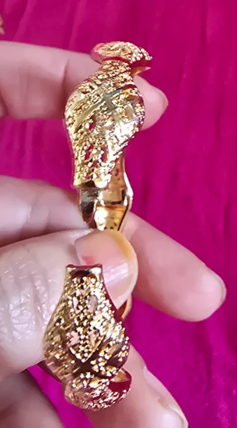 Kids Gold Tone Filigree Bangle Bracelets (Set of 2) - photo 4