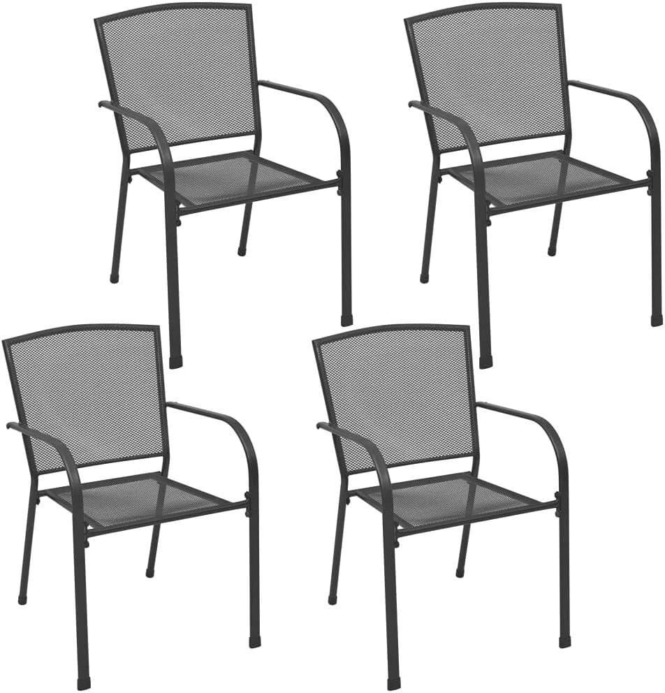 Set of 4 Black Metal Patio Chairs - photo 2