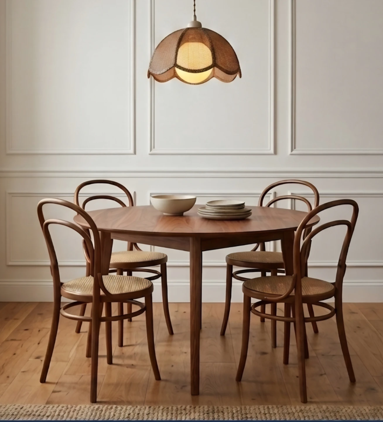Vintage Rattan & Milkglass Evelyn Light Fixture