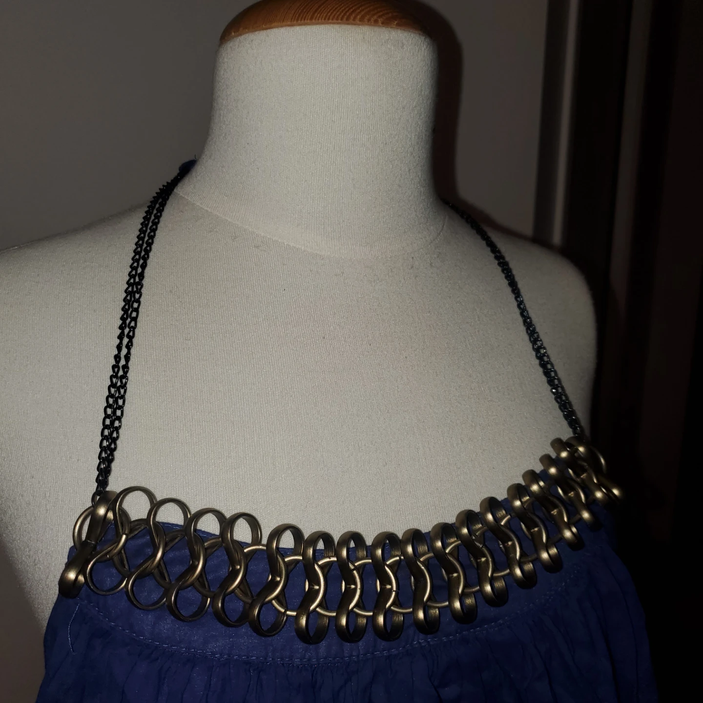 Blue Halter Dress with Chain Neckline - photo 2