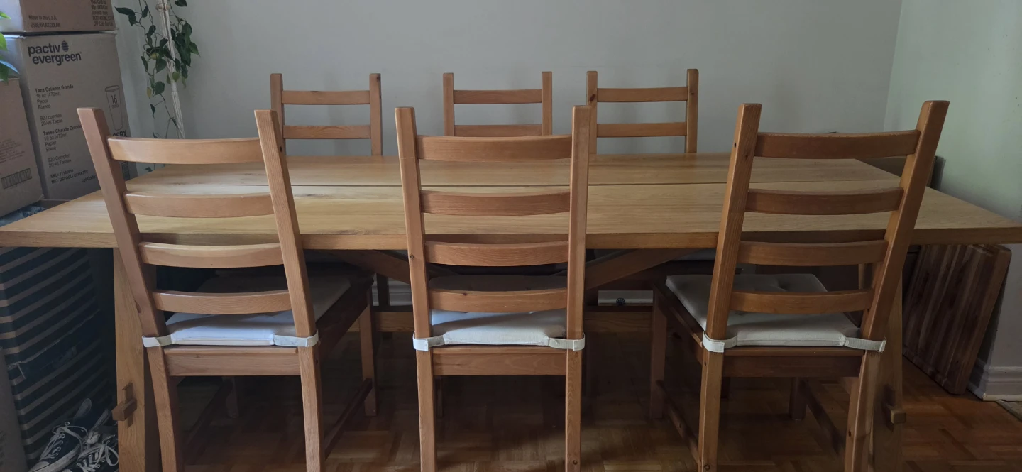 Large Wooden dining table with 6 chairs