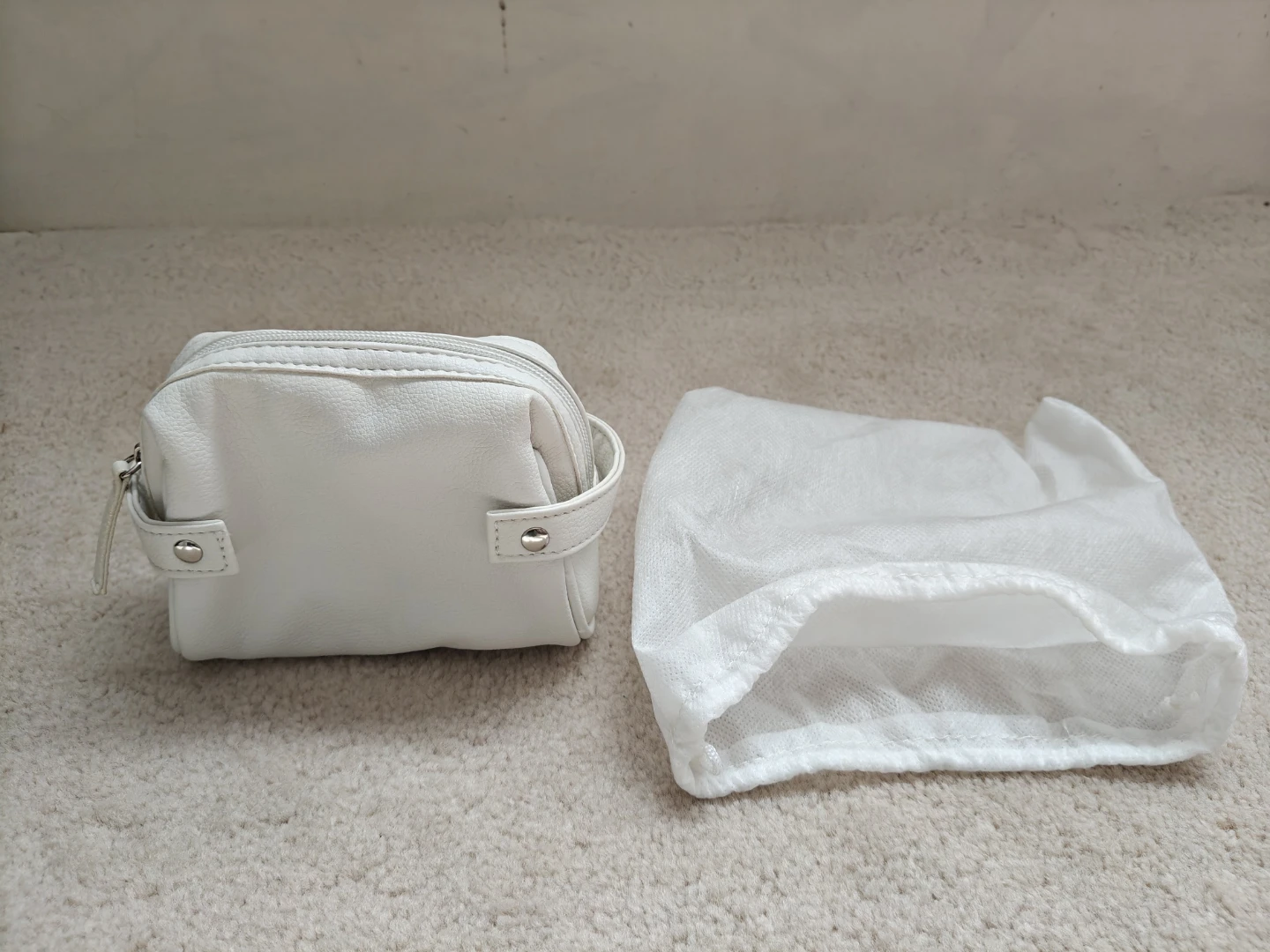 White Cosmetic Bag with Pouch