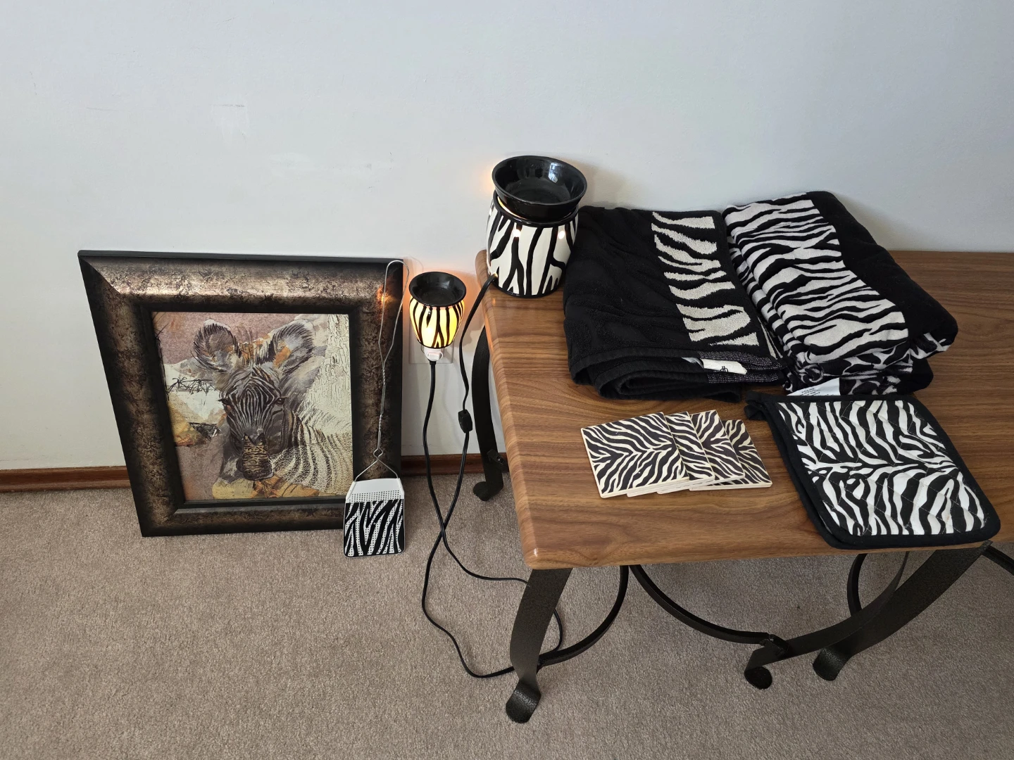 Zebra Print Home Decor Lot