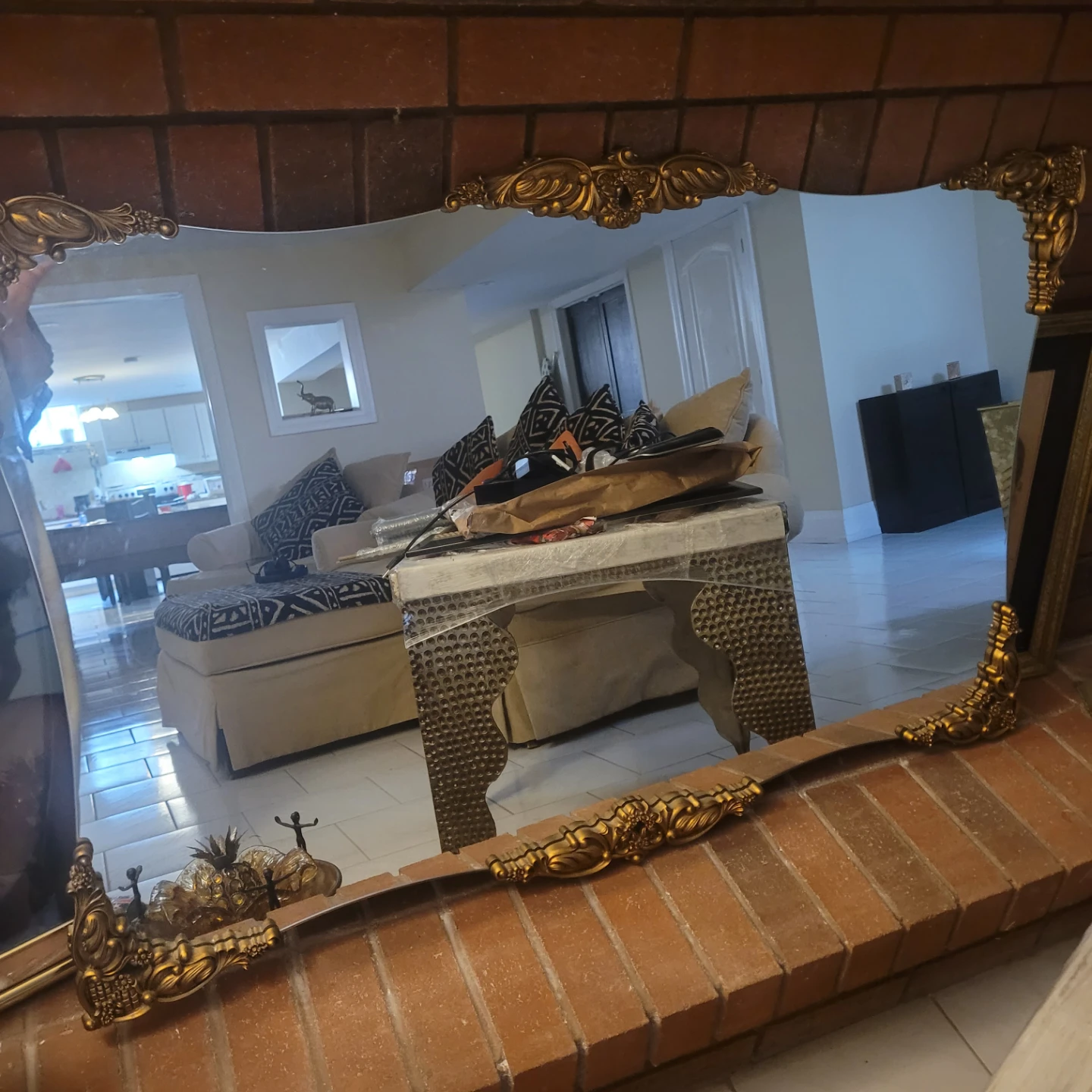 Ornate Gold-Tone Wall Mirror
