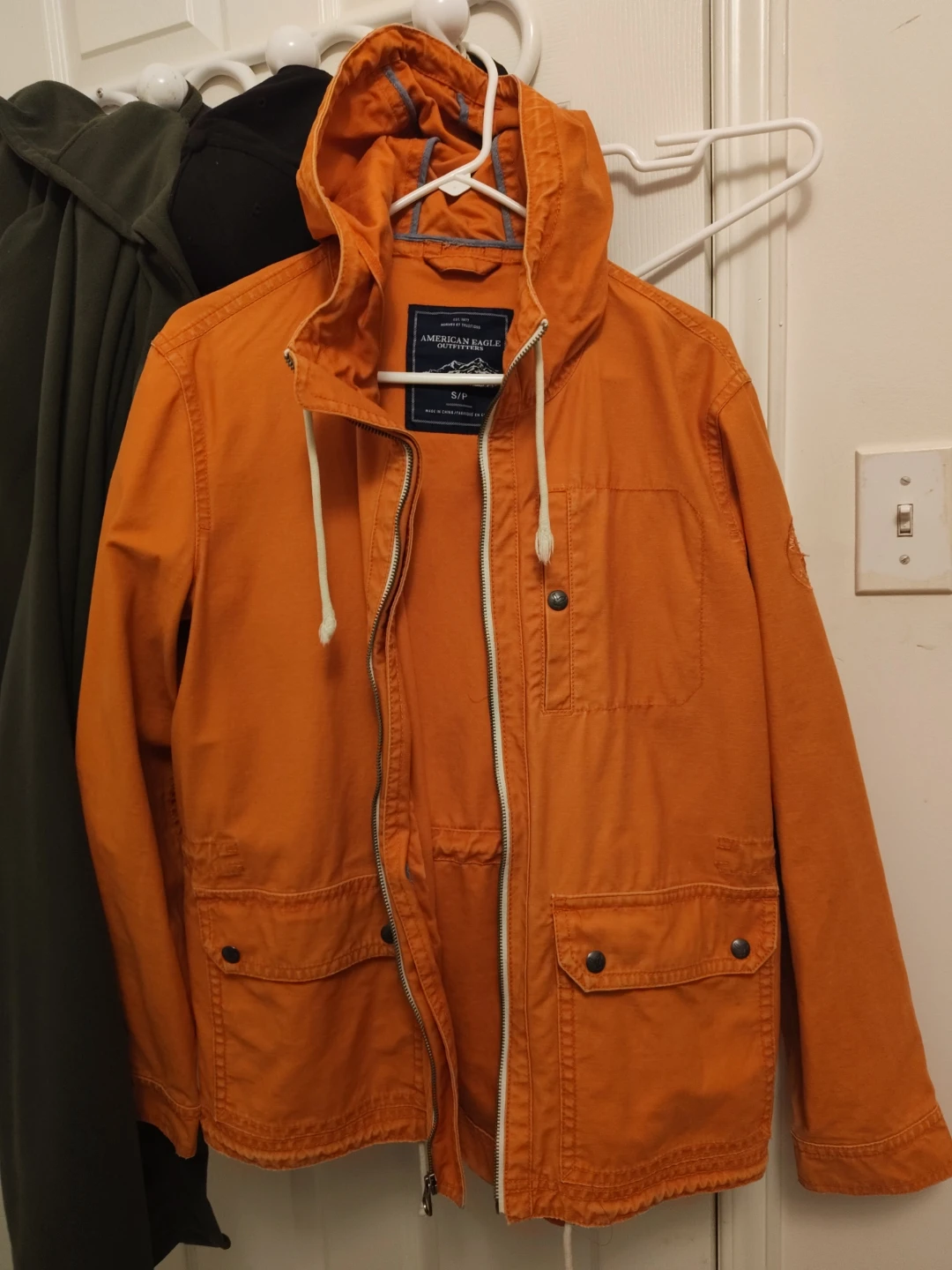 American Eagle Outfitters Orange Hooded Jacket S/P