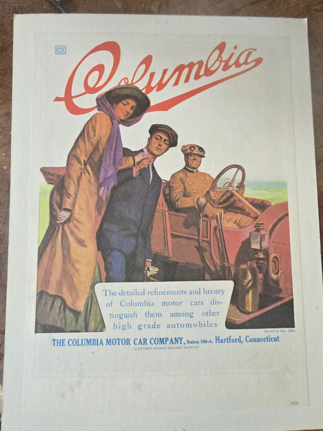 Columbia Motor Car Advertisement - 1910