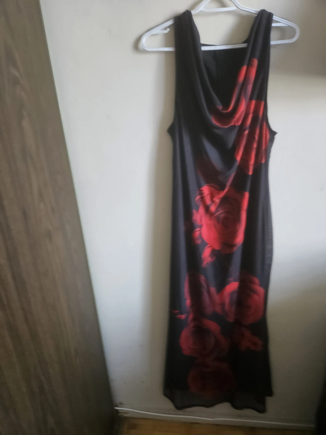 Sleeveless Maxi Dress with Red Roses