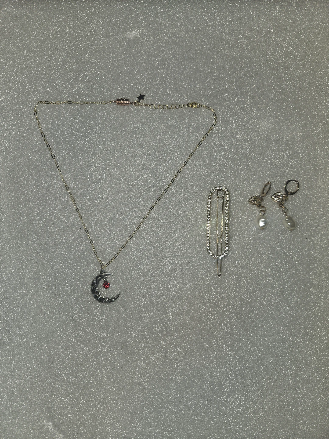 Moon Pendant S925 Necklace and Pearl Earrings Set - photo 3