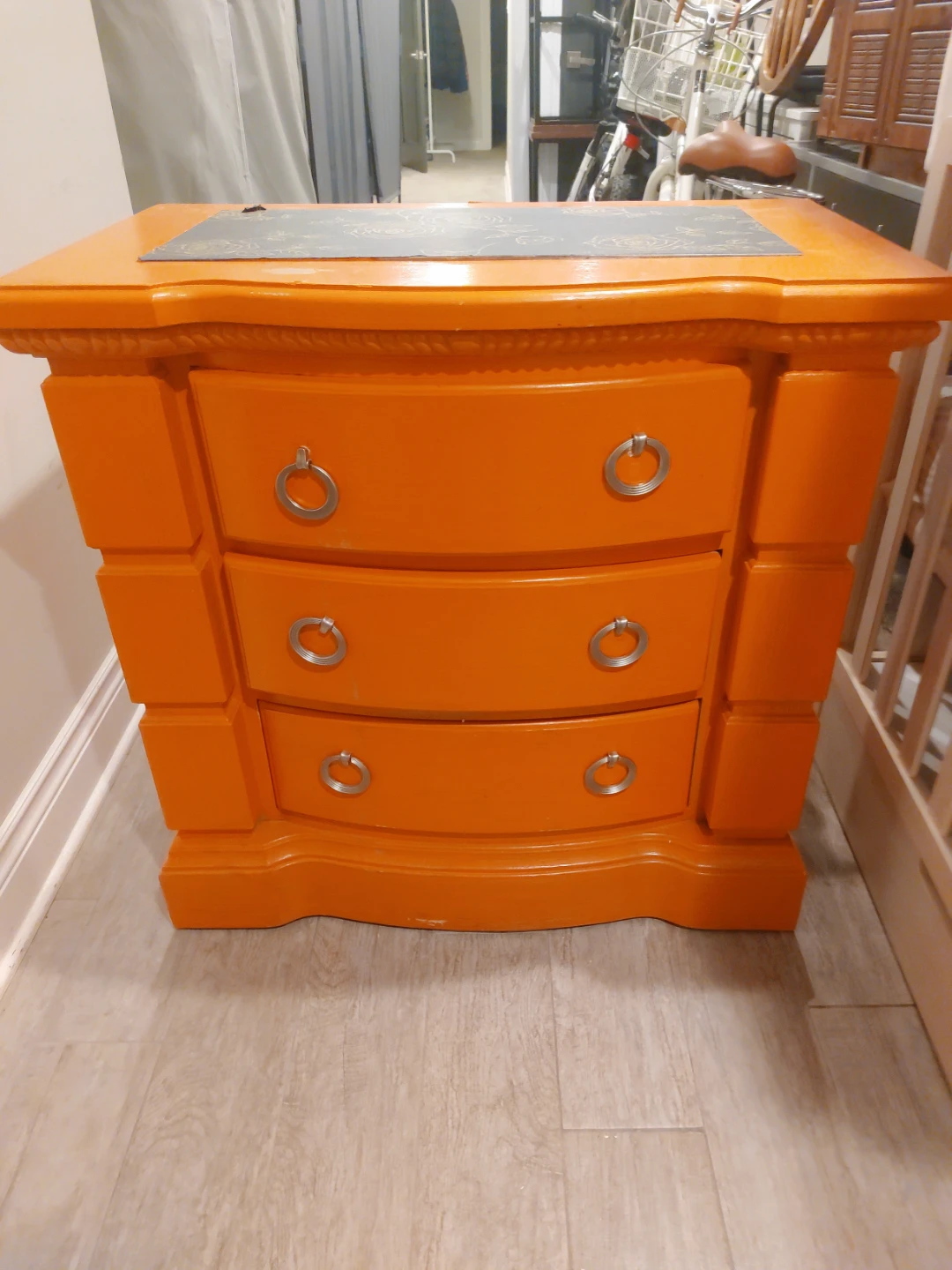 Orange 3-Drawer Nightstand