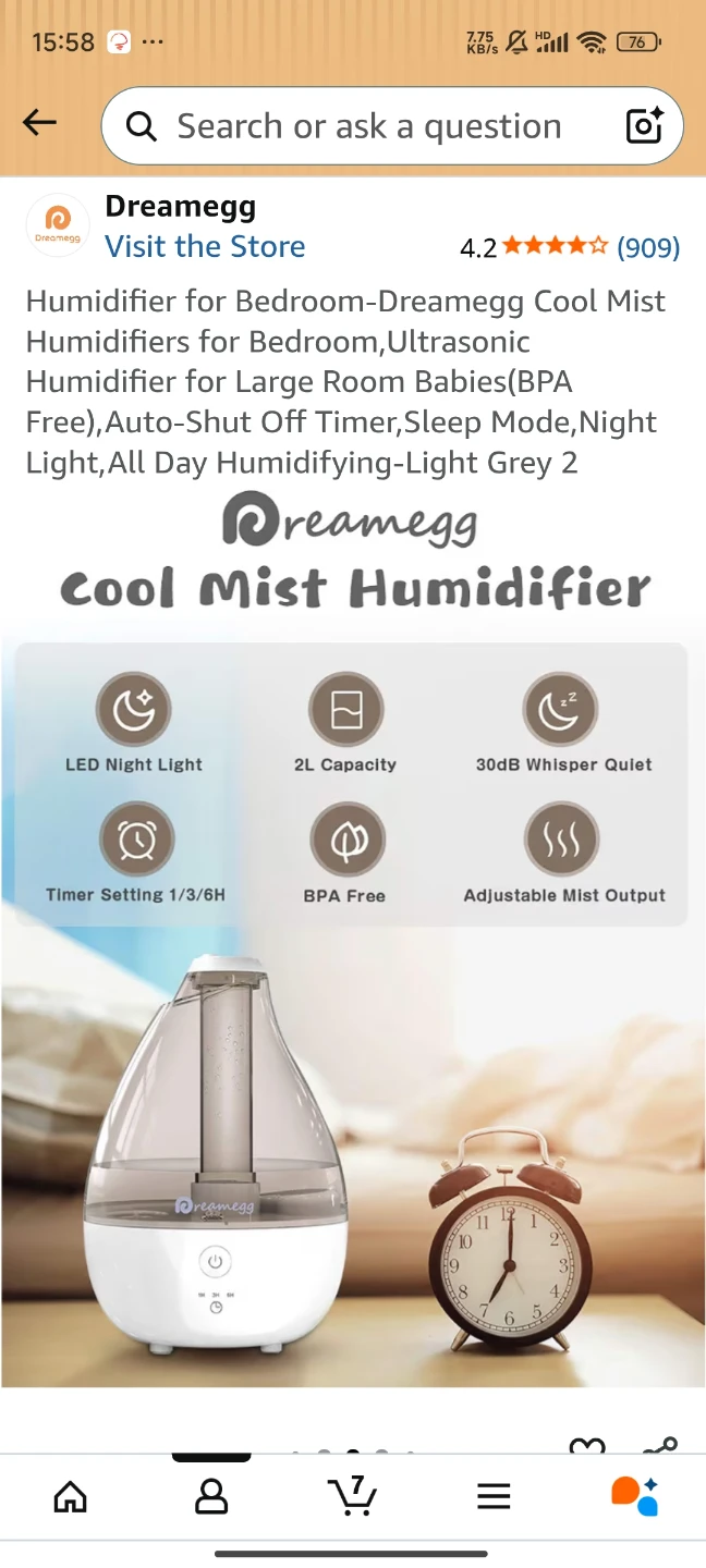 Dreamegg Cool Mist Humidifier - Light Grey 2 - photo 3